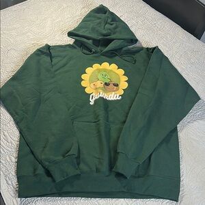 Hanes Green Hoodie with Sunflower Design